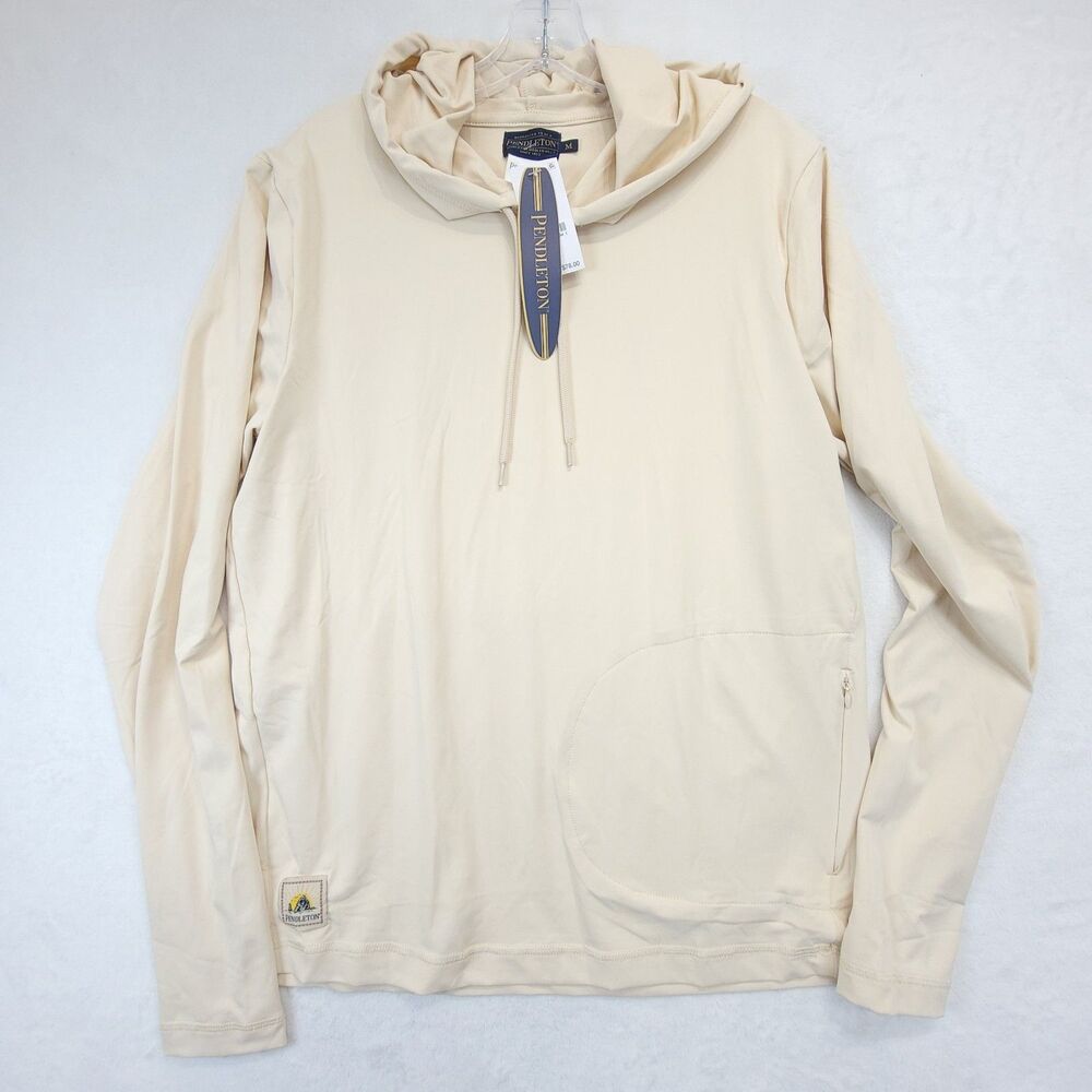 Pendleton Performance Hoodie Men's Medium Beige Sandshell Stretch Surf Rashguard